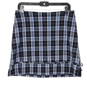 VTG Exact Change Plaid Mini Skirt‎ Blue Black Y2K School Girl Coquette Sz 11 USA